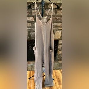 (NWOT) Free People Taupe Sleeveless Overall Jumpsuit Relaxed Fit